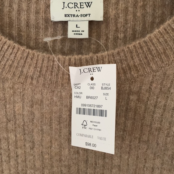 NWT J.Crew extra soft brown ribbed sweater - Picture 2 of 3